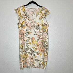 Nicole Miller linen floral print dress size Small